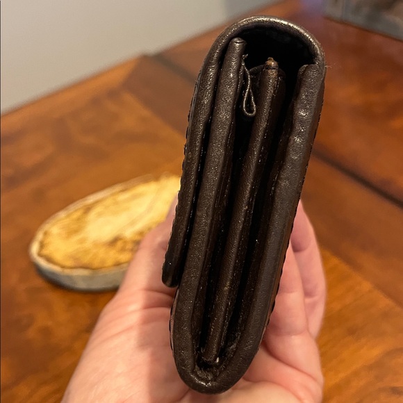 Burberry Beige  Check Continental  Coated Canvas Wallet / Chocolate Brown Trim - Picture 6 of 14